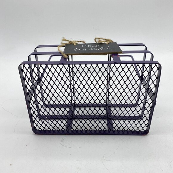 Metal Basket Utensil Condiments Holder Caddy 3 Compartment Purple Picnic Crafts‎ - Picture 9 of 9